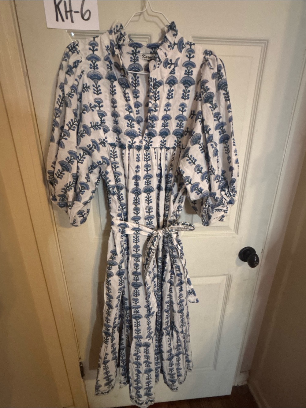 Karni small Blue Floral Print Button-Front Midi Dress